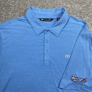 Travis Mathew Zinna Polo Shirt Mens XL‎ Texas Rangers MLB Golf Blue Performance